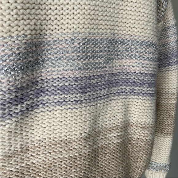 Victoria’s Secret Sweater Wool Blend Silver Sparkle Striped Women’s Small - Picture 7 of 11